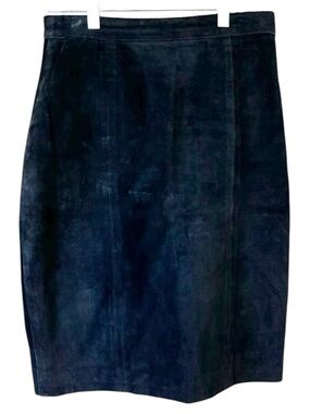 Vintage Cayenne black suede leather skirt